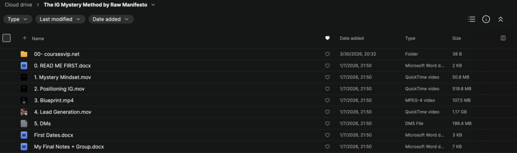 Raw Manifesto – The IG Mystery Method